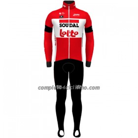 Completo Maglia ML + Pantaloncino con bretelle ML 2022 Lotto Soudal Rosso Bianco